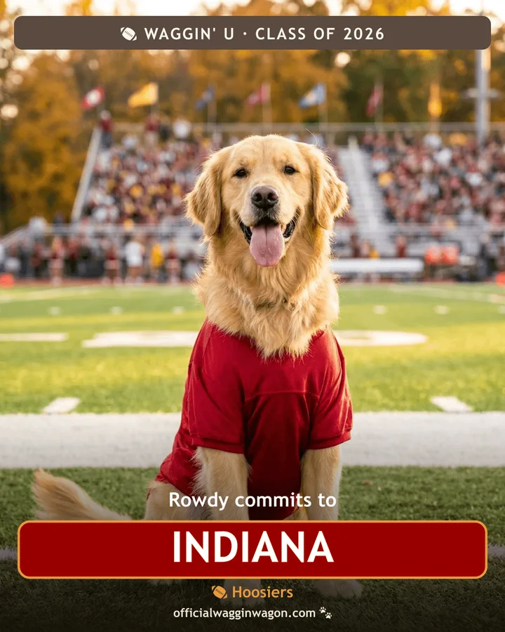 Rowdy, a Waggin' U mascot pup, commits to Indiana
